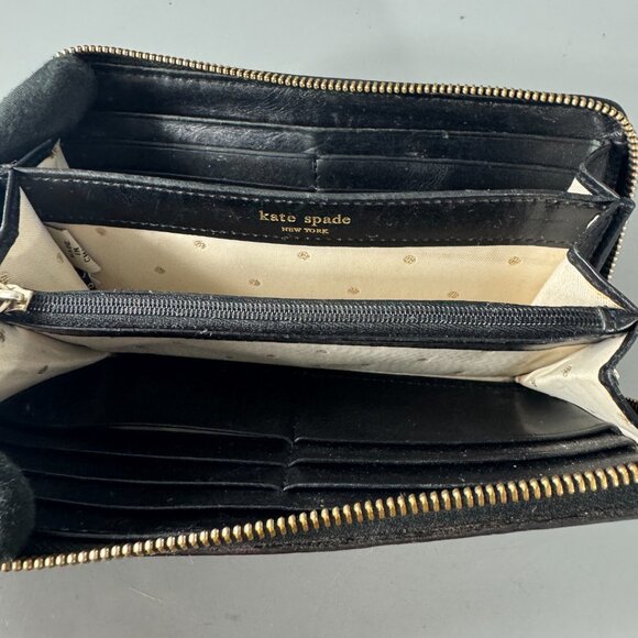 Kate Spade New York Croc-Print Green Patent Leather Zip-Around Long Wallet - Picture 5 of 13